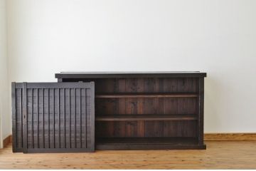 アンティーク家具　江戸〜明治　味のある縦格子時代箪笥サイドボード1(水屋箪笥、下駄箱)