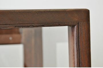 アンティーク家具　古いナラ材のアンティーク台形ガラスケース