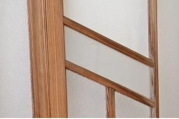 古い木味のダイヤガラス引き戸4枚セット