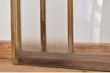 古い木味のダイヤガラス引き戸4枚セット