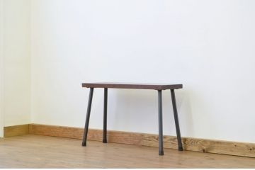 アンティーク家具　素敵な雰囲気!天板一枚板の鉄脚ベンチ1(長椅子)