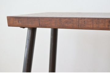 アンティーク家具　素敵な雰囲気!天板一枚板の鉄脚ベンチ1(長椅子)