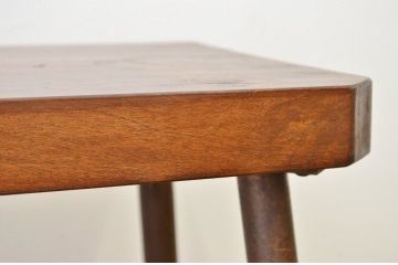 アンティーク家具　天板一枚板!古い木のシンプルなアイアンベンチ(長椅子)