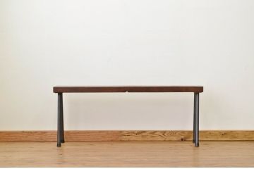 アンティーク家具　重厚!古い木の鉄脚ベンチ3(アイアン、長イス、長椅子)
