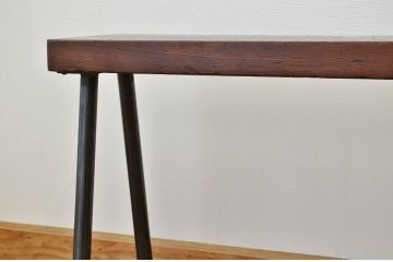 アンティーク家具　重厚!古い木の鉄脚ベンチ3(アイアン、長イス、長椅子)