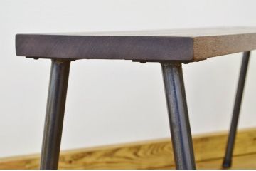 アンティーク家具　古い木のシンプルな鉄脚ベンチ1(アイアン、長イス)