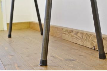 アンティーク家具　古い木のシンプルな鉄脚ベンチ1(アイアン、長イス)