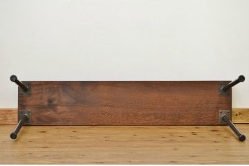 アンティーク家具　古い木のシンプルな鉄脚ベンチ1(アイアン、長イス)