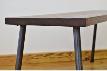 アンティーク家具　古い木のシンプルな鉄脚ベンチ3(アイアン、長イス)