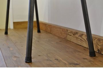 アンティーク家具　古い木のシンプルな鉄脚ベンチ3(アイアン、長イス)
