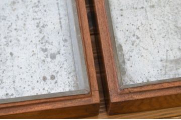 アンティーク家具　古い駄菓子屋の平置きガラスケース2個セット