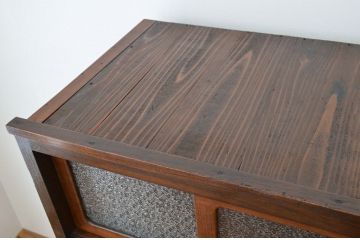 アンティーク家具　★前面欅!ダイヤガラスアンティークチェスト(箪笥)
