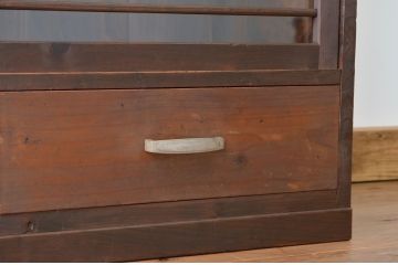アンティーク家具　古い木のシンプルな引き出し付き収納棚