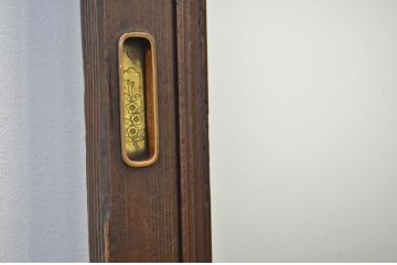 ★古い木のシックなガラス帯戸2枚セット(アンティーク)