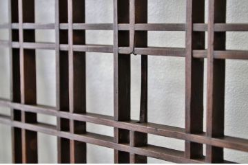 古民具　骨董　格子帯戸4枚セット(アンティーク)