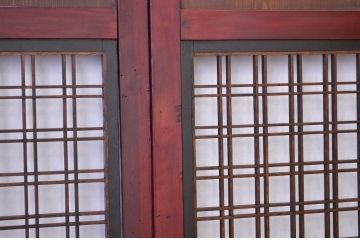 古民具　骨董　格子帯戸4枚セット(アンティーク)