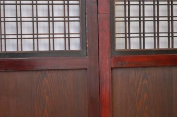 古民具　骨董　格子帯戸4枚セット(アンティーク)