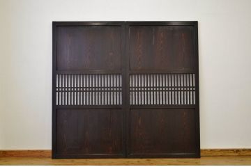 ★古民具・骨董 古い木の格子帯戸2枚セット?