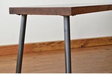 アンティーク家具　★天板一枚板!古い欅材の横長ベンチ(アイアン・長イス・長椅子)