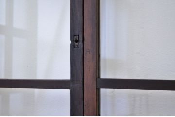 古民具　骨董　古い木のガラス引き戸4枚セット1(アンティーク、扉)