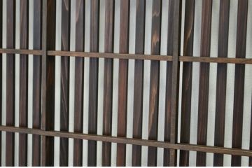 古民具　骨董　腰板欅の格子戸4枚セット(裏障子付き)