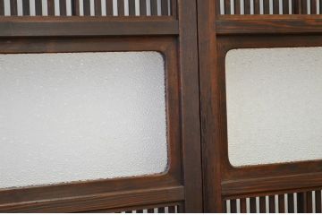 古民具　骨董　腰板欅の格子戸4枚セット(裏障子付き)