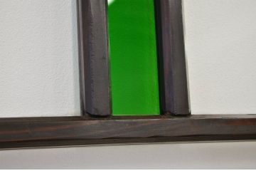 ★古い木の色ガラス入ドア(引き戸)