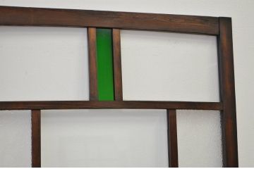 ★古い木の色ガラス入ドア(引き戸)