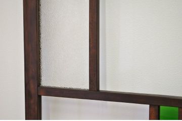 ★古い木の色ガラス入ドア(引き戸)