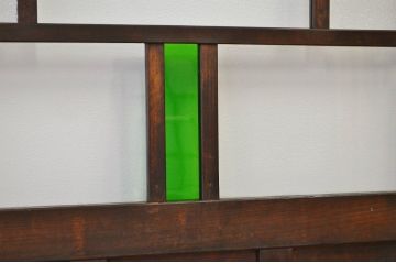 ★古い木の色ガラス入ドア(引き戸)