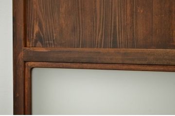 古い木のすりガラス入りドア1(ガラス帯戸、アンティーク)