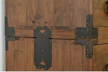 アンティーク家具　☆アンティーク三方桐五丁引き箪笥上下セット(古民具・骨董、桐箪笥、桐たんす)