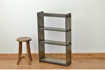 レトロ家具　アンティーク古い木のシンプルな本棚(飾り棚・昭和レトロ)