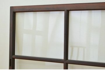 アンティーク 古い木のシックなガラス戸2枚セット(引き戸・建具)