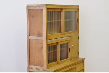 レトロ家具　☆昭和レトロ モダンな食器棚テーブル付き(収納棚)