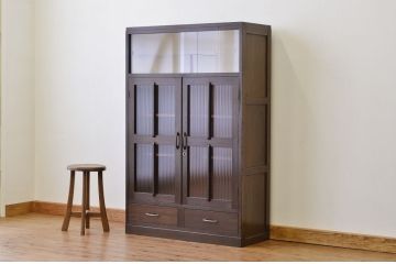 アンティーク家具　アンティーク シックなモールガラス本箱(収納棚、ブックケース)