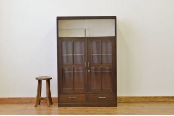 アンティーク家具　アンティーク シックなモールガラス本箱(収納棚、ブックケース)
