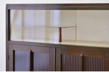 アンティーク家具　アンティーク シックなモールガラス本箱(収納棚、ブックケース)