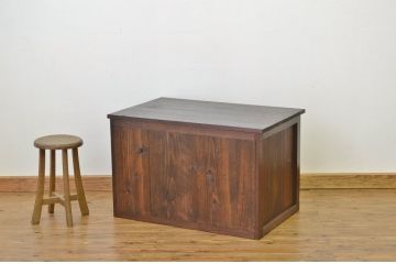 アンティーク家具　古い木の結霜ガラスローボード