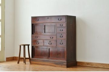 アンティーク家具　珍品希少!最高級!唐木と黒柿の重厚な帳場箪笥