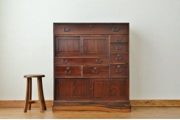 アンティーク家具　珍品希少!最高級!唐木と黒柿の重厚な帳場箪笥