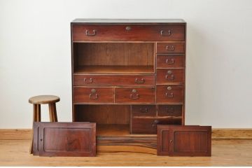 アンティーク家具　珍品希少!最高級!唐木と黒柿の重厚な帳場箪笥
