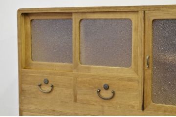 レトロ家具　◇昭和レトロ　ダイヤガラス入り重ね桐箪笥　アンティーク(桐たんす)