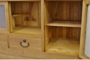 レトロ家具　◇昭和レトロ　ダイヤガラス入り重ね桐箪笥　アンティーク(桐たんす)
