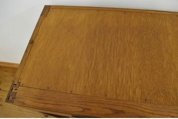 レトロ家具　☆昭和レトロ　ナラ材のモールガラス二段重ね収納棚(食器棚)