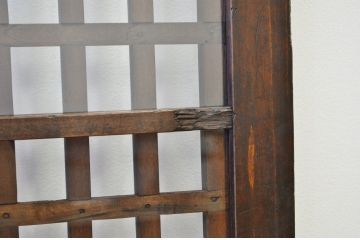 ★古民具・骨董 古い木のガラス入り格子引き戸(ガラス戸)