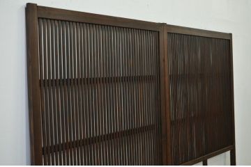 ★古民具・骨董 古い木のガラス格子戸2枚セット(引き戸・建具)