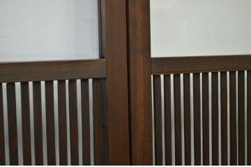 ★古民具・骨董 古い木のガラス格子戸2枚セット(引き戸・建具)