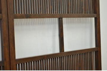 ★古民具・骨董 古い木のガラス格子戸2枚セット(引き戸・建具)
