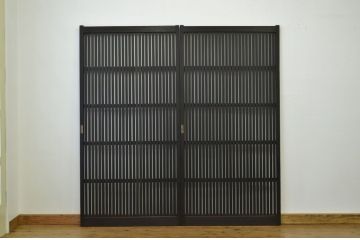 ★古民具・骨董 シックな格子戸2枚セット(引き戸・建具)